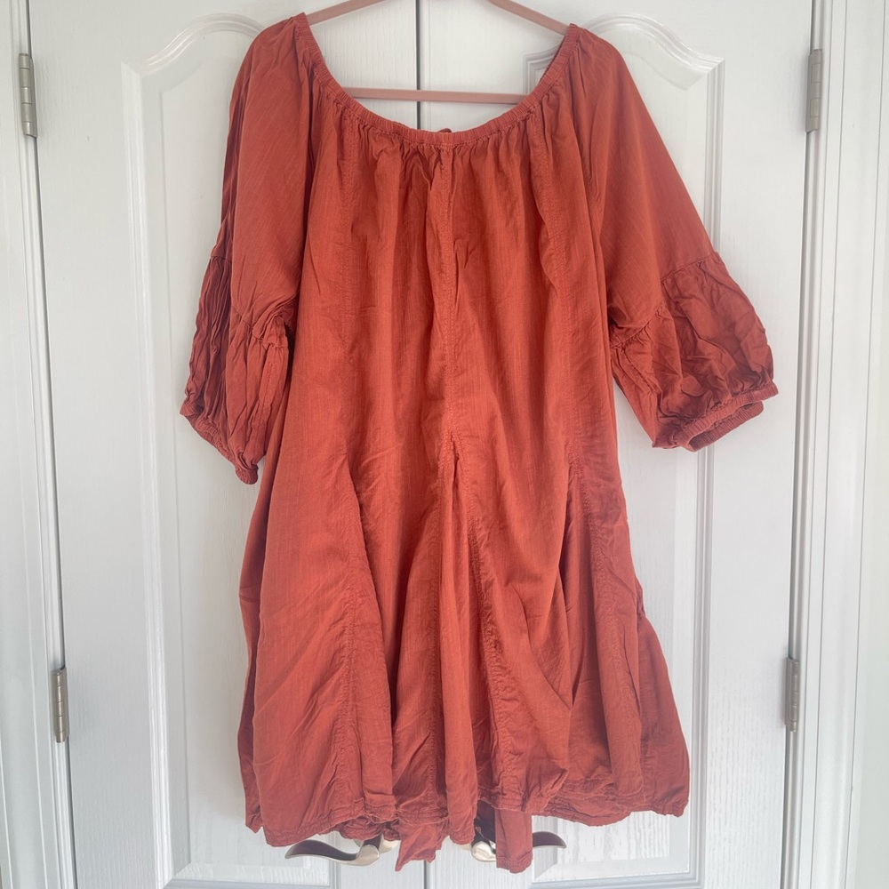 Daily Practice Mollie tunic swing tie-back dress in rust 3X